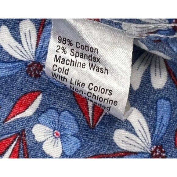 Crown & Ivy Men's Blue Floral Button-Up Shirt Classic Fit sz Large Short Sleeve - Picture 4 of 5